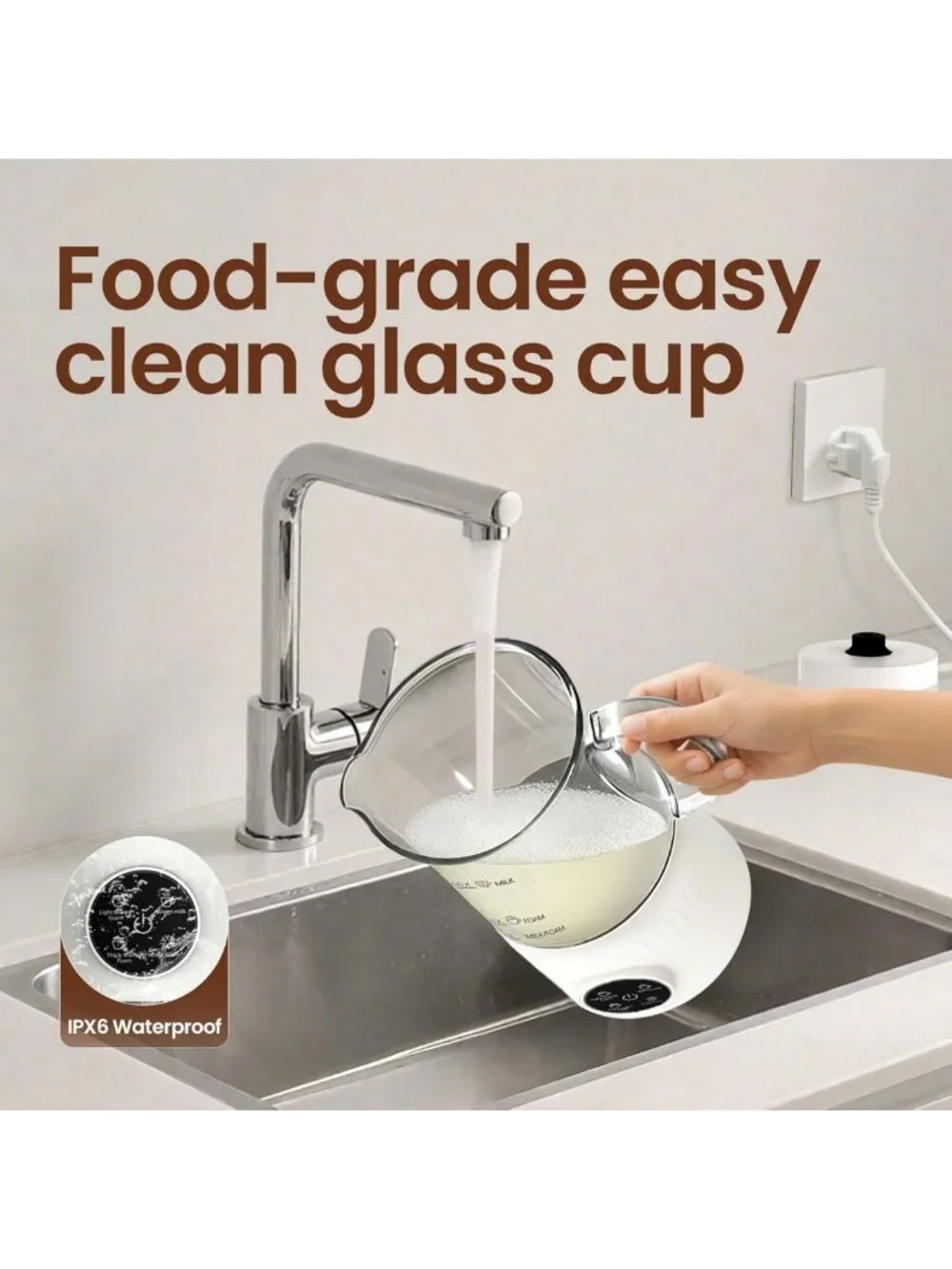 4-in-1 Electric Milk Frother & Steamer for Creamy Lattes, LED Touch Screen